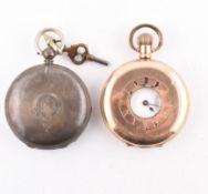 GOLD PLATED WALTHAM POCKET WATCH & VICTORIAN SILVER POCKET WATCH