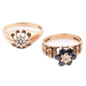 TWO 9CT GOLD & GEM SET RINGS