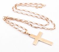 HALLMARKED 9CT GOLD CHAIN NECKLACE WITH CROSS PENDANT