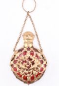 GILT & CRANBERRY GLASS SCENT BOTTLE