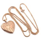 10CT GOLD HEART LOCKET PENDANT ON 18CT GOLD CHAIN NECKLACE