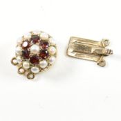 HALLMARKED 9CT GOLD PEARL & GARNET CLUSTER NECKLACE CLASP