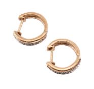 HALLMARKED 9CT GOLD & DIAMOND HINGED HOOP EARRINGS