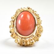 1970S GOLD CORAL & AMAZONITE HALO FLIP RING