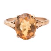 HALLMARKED 9CT GOLD & CITRINE RING