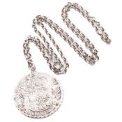 MOUNTED SPANISH SILVER 8 REALES COIN FROM THE HOLLANDIA