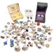 QUANTITY OF SILVER & WHITE METAL GEM SET EARRINGS