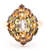 HALLMARKED 9CT GOLD & SAPPHIRE CLUSTER RING