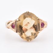 18CT GOLD CITRINE & RUBY RING