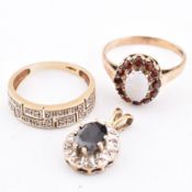 COLLECTION OF 9CT GOLD & GEM SET JEWELLERY