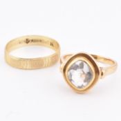 TWO 14CT GOLD RINGS INCLUDING AQUAMARINE