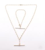 HALLMARKED 9CT GOLD T-BAR NECKLACE & BRACELET SUITE