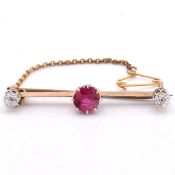 EARLY 20TH CENTURY RUBY & DIAMOND BROOCH PIN