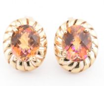 HALLMARKED 9CT GOLD & MYSTIC TOPAZ STUD EARRINGS