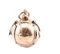 9CT GOLD ON SILVER MASONIC BALL PENDANT