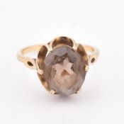 HALLMARKED 9CT GOLD & SMOKY QUARTZ RING