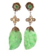 SILVER & JADE PENDANT EARRINGS