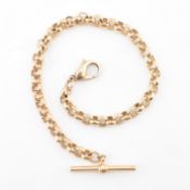 HALLMARKED 9CT GOLD WATCH CHAIN WITH T-BAR