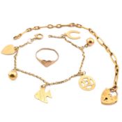 TWO BRACELETS & 9CT GOLD RING