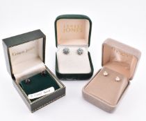 THREE PAIRS OF GEM SET EARRINGS