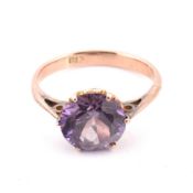 14CT ROSE GOLD & SYNTHETIC COLOUR CHANGE SAPPHIRE RING