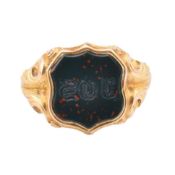 19TH CENTURY GOLD BLOODSTONE SEAL RING