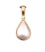 HALLMARKED 18CT GOLD MABE PEARL & DIAMOND NECKLACE PENDANT