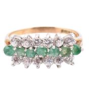 HALLMARKED 9CT GOLD GREEN STONE & CZ RING