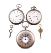 THREE SILVER POCKET WATCHES