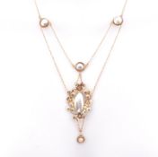 GOLD ARTS & CRAFTS FOLIATE PEARL FESTOON NECKLACE