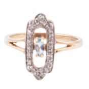 HALLMARKED 9CT GOLD TOPAZ & DIAMOND RING
