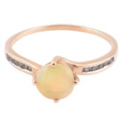 HALLMARKED 9CT GOLD OPAL & SPINEL CROSSOVER RING
