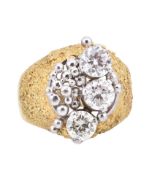 1970S 18CT GOLD & DIAMOND ABSTRACT RING