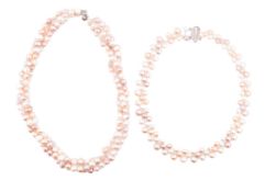 TWO SILVER & PEARL NECKLACES