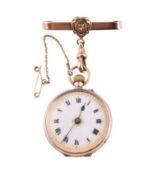 HALLMARKED 9CT GOLD SPHINX FOB WATCH & HEART BROOCH PIN