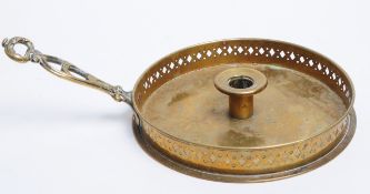19TH CENTURY BRASS CANDLESTICK HOLDER / TRAY