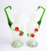 19TH CENTURY ART NOUVEAU VASELINE GLASS JUGS / VASES
