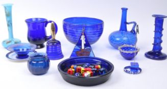 COLLECTION OF 20TH CENTURY BRISTOL BLUE GLASS WARES