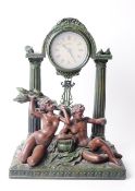 LATE 20TH CENTURY RESIN BRONZE CLASSICAL STYLE MANTEL CLOCK