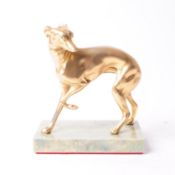 20TH CENTURY VINTAGE GOLD TONED METAL WHIPPET / GREYHOUND