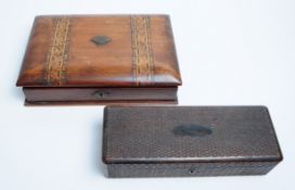 TWO 20TH CENTURY INLAID WOODEN HINGED BOXES