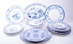 EARLY 20TH CENTURY BLUE AND WHITE CERAMIC PART DINNER SERVICES