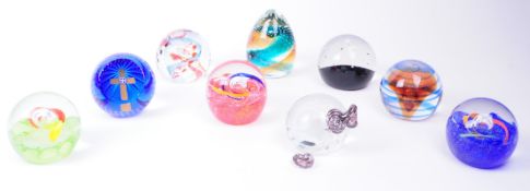 CAITHNESS AND OTHER - NINE LATE 20TH CENTURY GLASS PAPERWEIGHTS