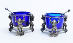 LATHAM & MORTON - A PAIR OF EARLY 20TH CENTURY SILVER PLATED SALT AND PEPPER POTS