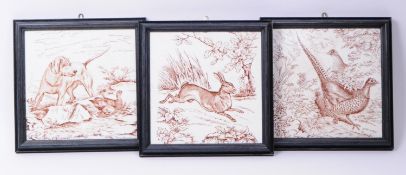 COLLECTION OF THREE FRAMED 19TH CENTURY VICTORIAN CERAMIC TILES