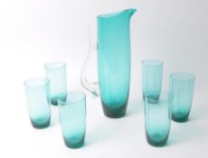 MID CENTURY TEEL GLASS LEMONADE SET