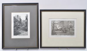 THREE LATE 20TH CENTURY BLACK AND WHITE ETCHINGS