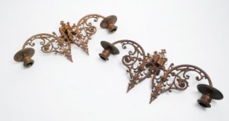 PAIR OF 19TH CENTURY BRASS WALL SCONCES / CANDLE STICK HOLDERS