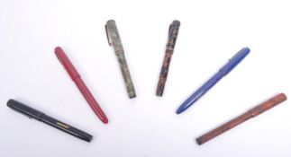 SIX VINTAGE 20TH CENTURY FOUNTAIN PENS