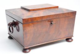 19TH CENTURY WALNUT SARCOPHAGUS SEWING BOX
